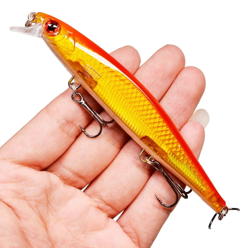 11cm/4.3 inches 12.9g/.42 ounces Minnow Style Fishing Lure Laser Hard Artificial Bait 3D Eyes Jerkbaits ideal for Pike, Striper, Bass, Halibut