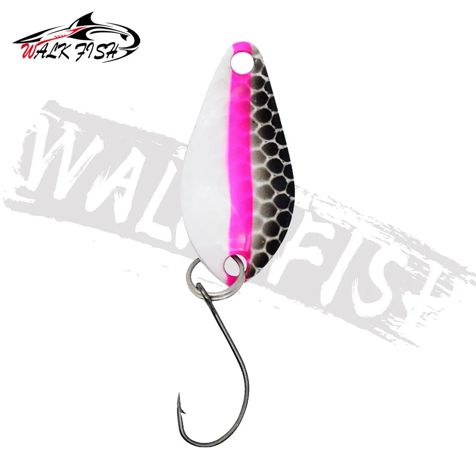 WALK FISH 1PCS 2g/25mm Metal Trout Spoon Bait Fishing Lure Hard Bait Lures With Single Hook Trout Perch Chub Salmon