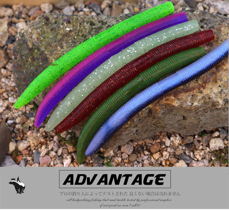 Length 14cm/5 inches Weight 11g/.38 Ounce Stick Bait Fishing Worm For Neko Rig, Wacky Rig, Weightless Rig, Weedless Rig Soft Silicone Gemany Material Tough Soft Plastic