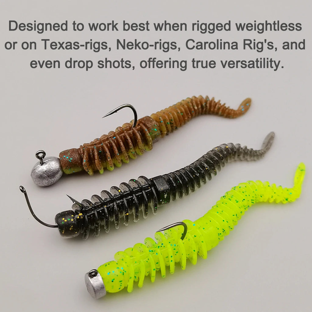 FishTrip 10pcs Soft Plastic Fishing Lures Worms Bait TPE Swimbaits for Ned Rig Hook Saltwater Fishing Tackle Trout Wobblers Carp