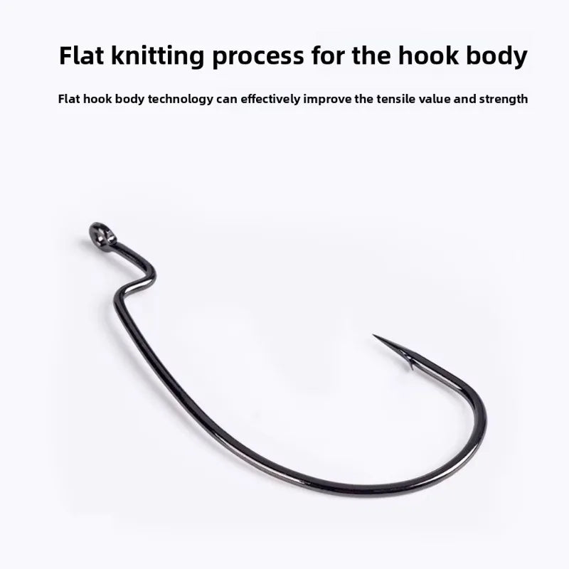 50Pcs Box High Carbon Stainless Steel Fishing Hooks Set Jig Crank Barbed Hook Wide Gap Offset Fishhook Soft Worm Sea Hook Tackle