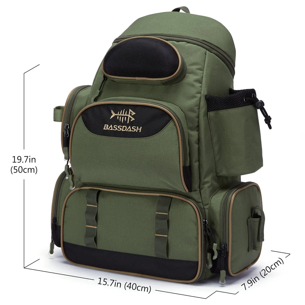 Lightweight Tactical Fishing Tackle Backpack – Multifunctional Tackle Bag with MOLLE, Rod Holders & Rain Cover
