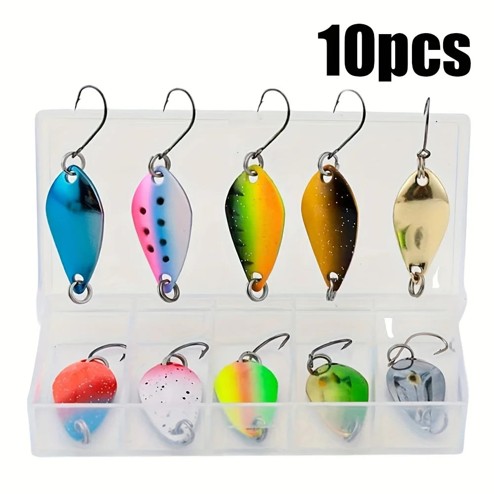 Assorted Metal Spoon Lures Set, 10/43 Pieces Colorful Fishing Spoon Baits, Trout Bass Salmon Fishing Artificial Lures
