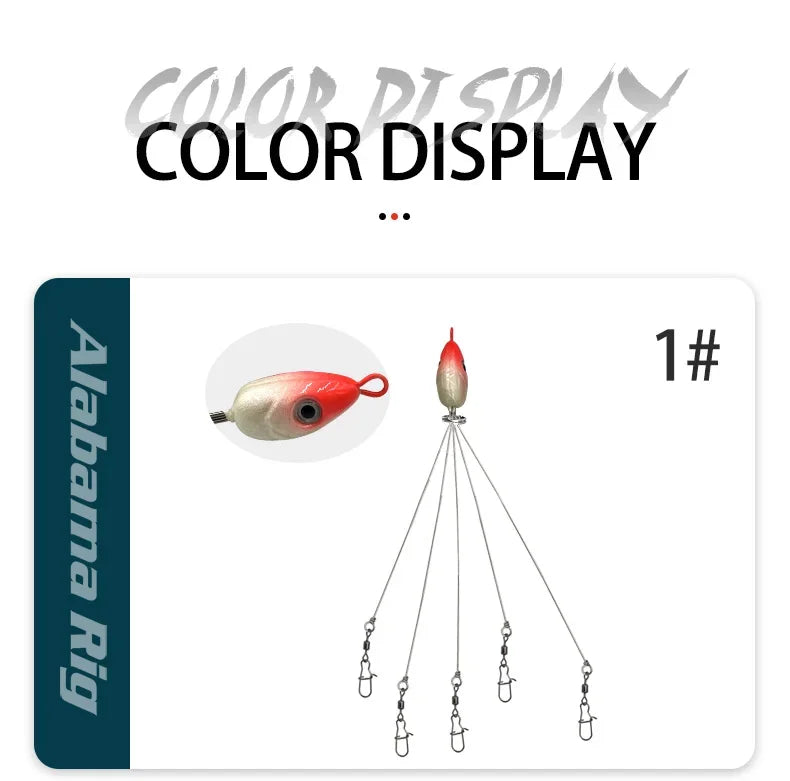 5 Arms Alabama Fishing Accessory for Bass Fishing with Barrel Swivels Bait Accessory