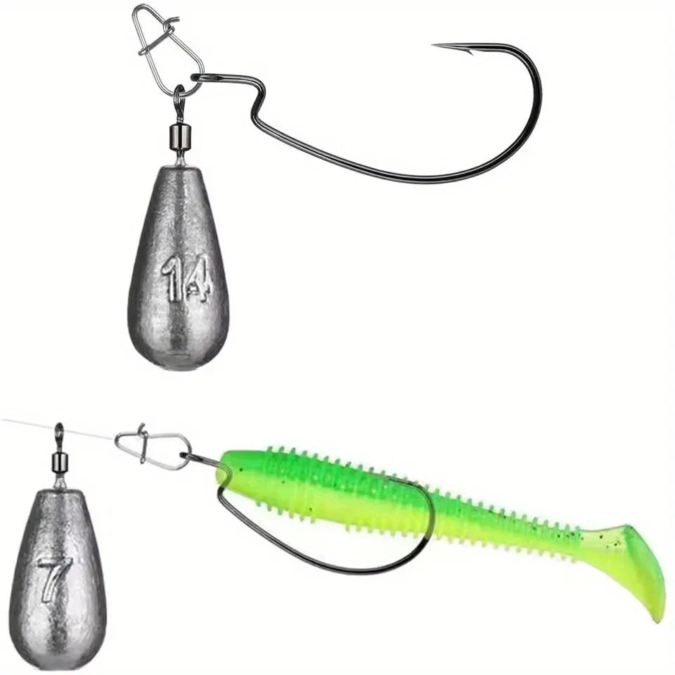 45pcs/set Different weights of fishing sinkers: 3.5G, 5G, 7G, 10G and 14G. With swivels.
