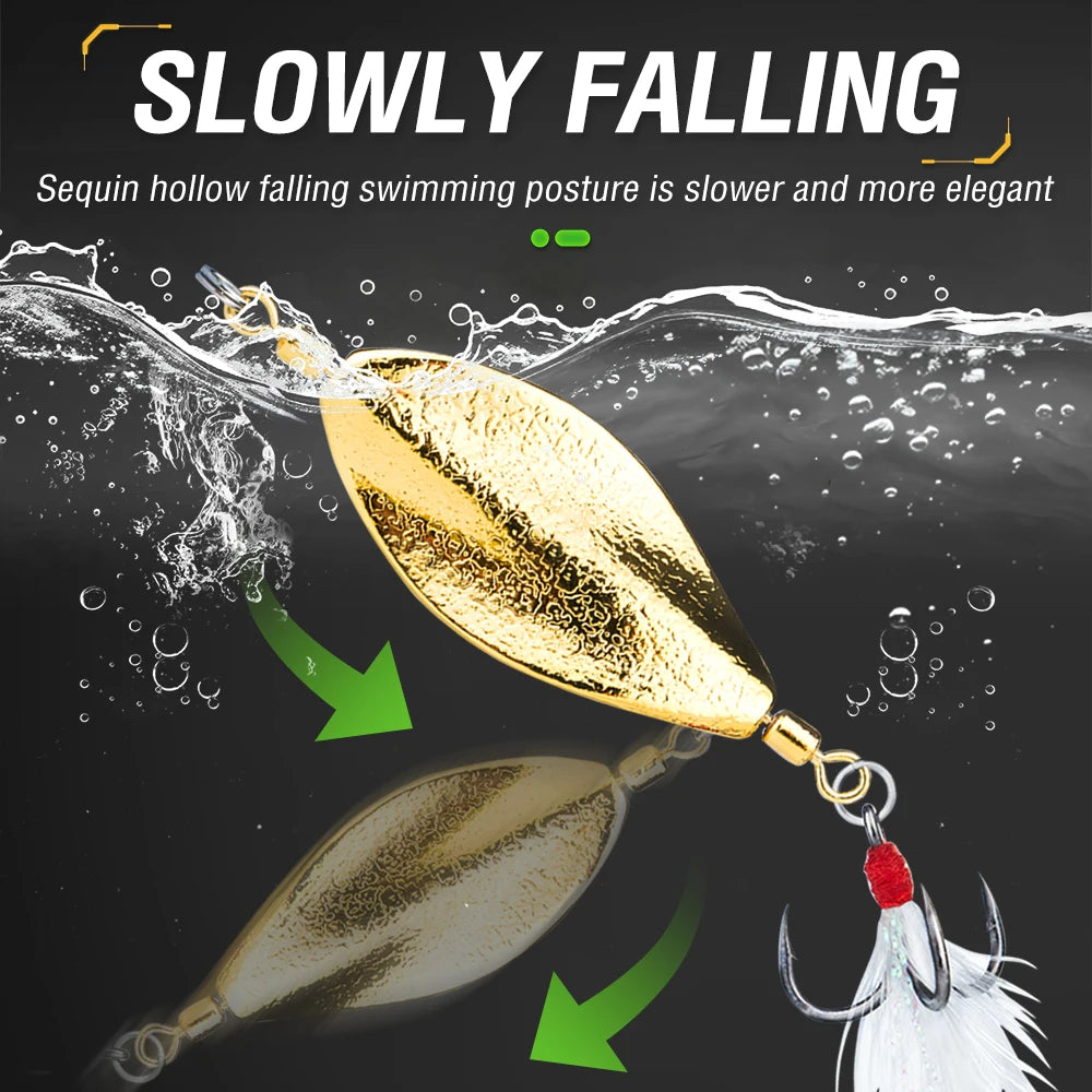 3Pcs Spoon Fishing Lure 3 Colors 5g/7g/10g/15g Treble Hook Metal Swimbait Artificial Hard Bait Sinking for Trout Bass