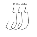 50Pcs Box High Carbon Stainless Steel Fishing Hooks Set Jig Crank Barbed Hook Wide Gap Offset Fishhook Soft Worm Sea Hook Tackle