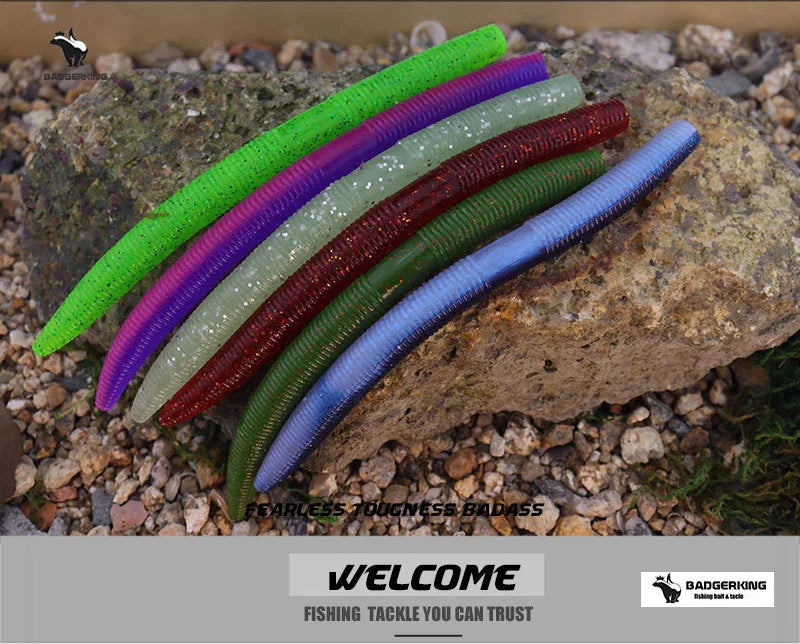 Length 14cm/5 inches Weight 11g/.38 Ounce Stick Bait Fishing Worm For Neko Rig, Wacky Rig, Weightless Rig, Weedless Rig Soft Silicone Gemany Material Tough Soft Plastic