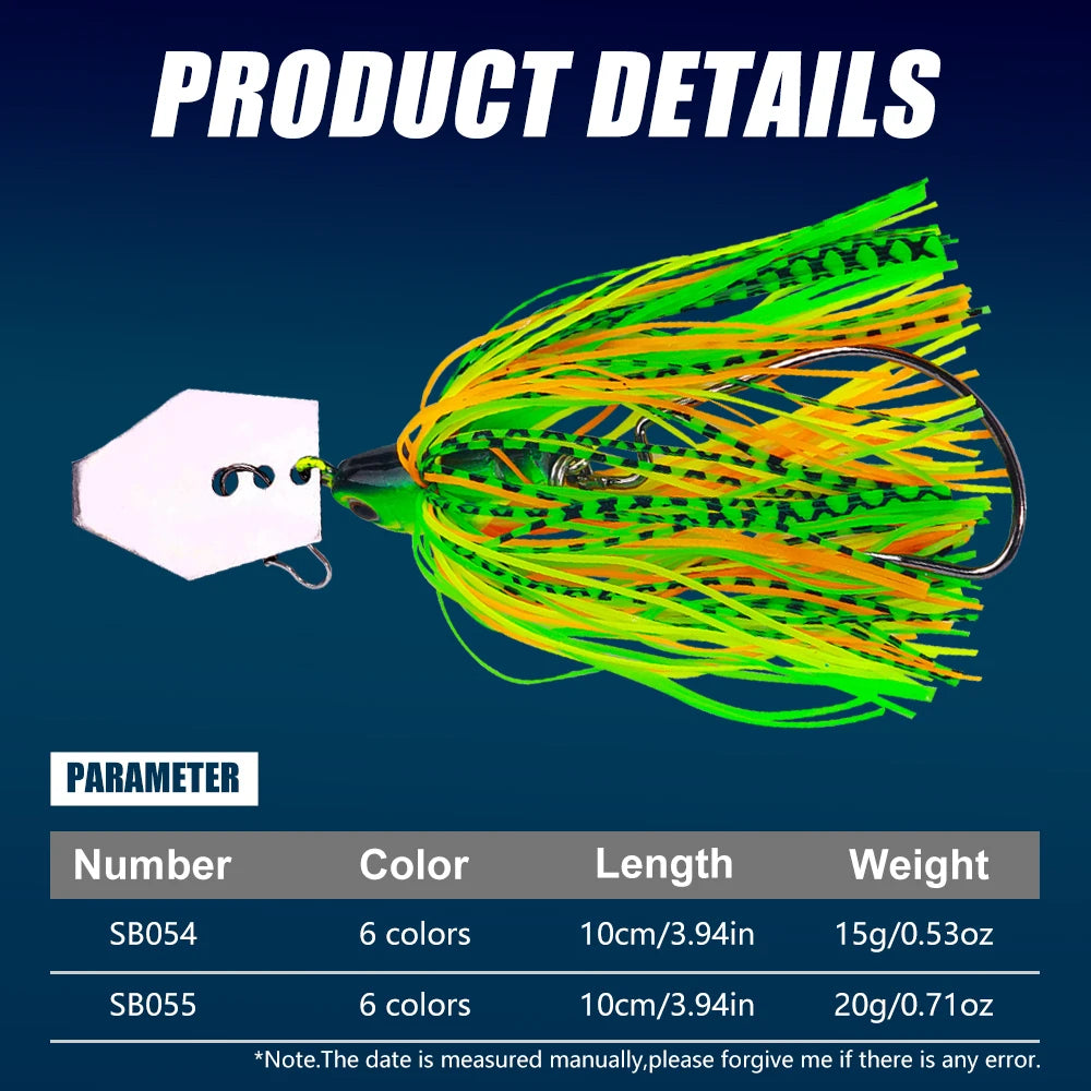 Chatterbait Fishing Lure Long Casting Trolling Bladed Jig Head Rubber Skirt Spinner Bait Artificial Bait for Bass Pike