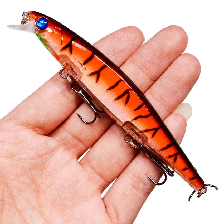 11cm/4.3 inches 12.9g/.42 ounces Minnow Style Fishing Lure Laser Hard Artificial Bait 3D Eyes Jerkbaits ideal for Pike, Striper, Bass, Halibut