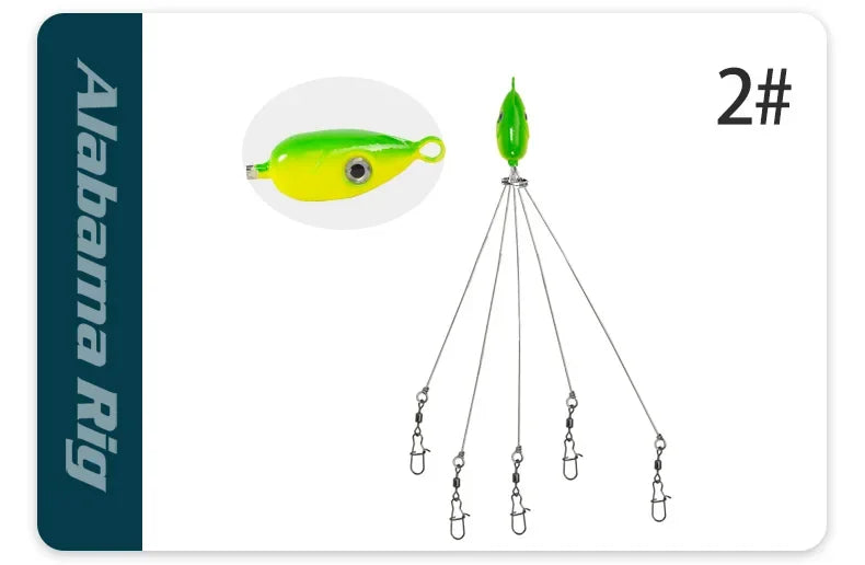 5 Arms Alabama Fishing Accessory for Bass Fishing with Barrel Swivels Bait Accessory