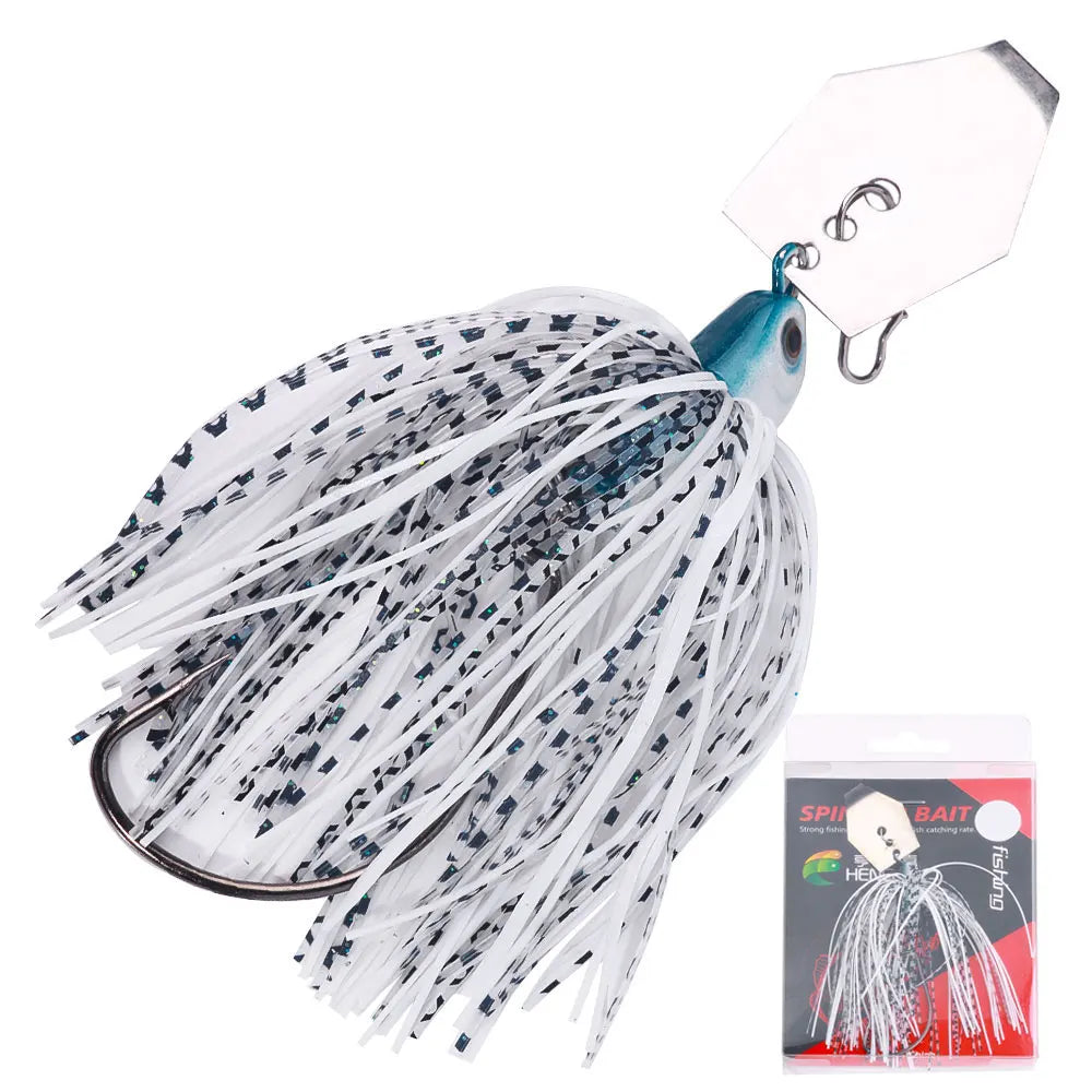 Chatterbait Fishing Lure Long Casting Trolling Bladed Jig Head Rubber Skirt Spinner Bait Artificial Bait for Bass Pike