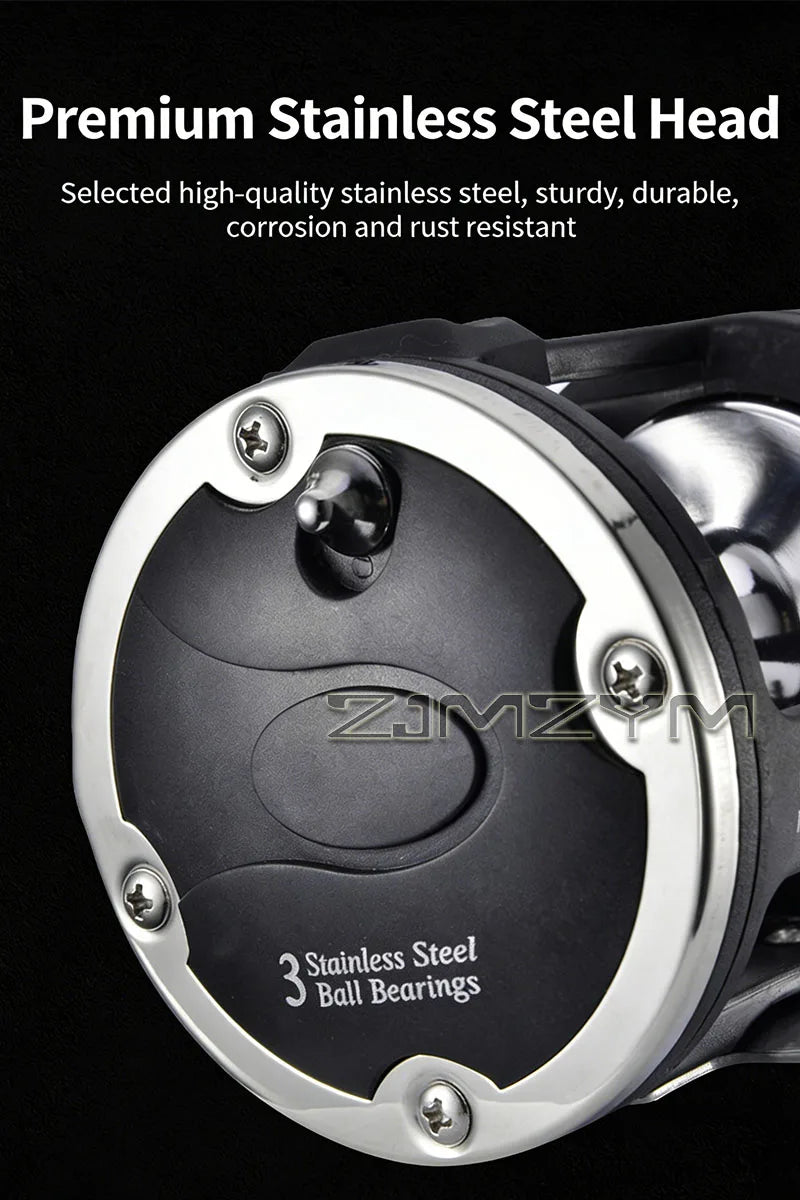 Sea Fishing Drum Reel Full Metal Head, Visual Fish Finder Boat Fishing Reel with Powerful Drag System