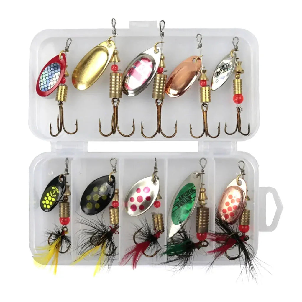 Metal Spinner Lure Set (10pcs) – 2–8g Fishing Spinners for Pike, Bass, Trout