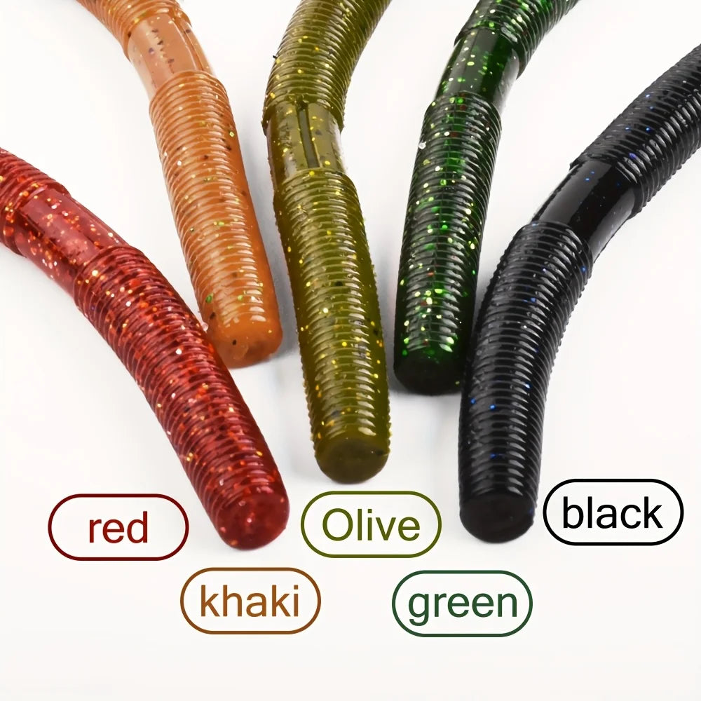 10pcs Stick Bait Worm- Soft plastic Fishing Bait for Bass Realistic looking Stick bait with 5 Colors available