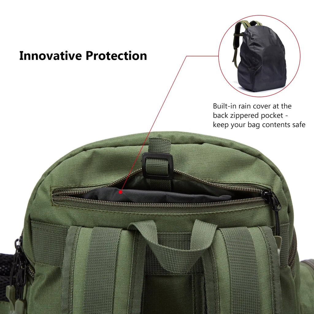 Lightweight Tactical Fishing Tackle Backpack – Multifunctional Tackle Bag with MOLLE, Rod Holders & Rain Cover