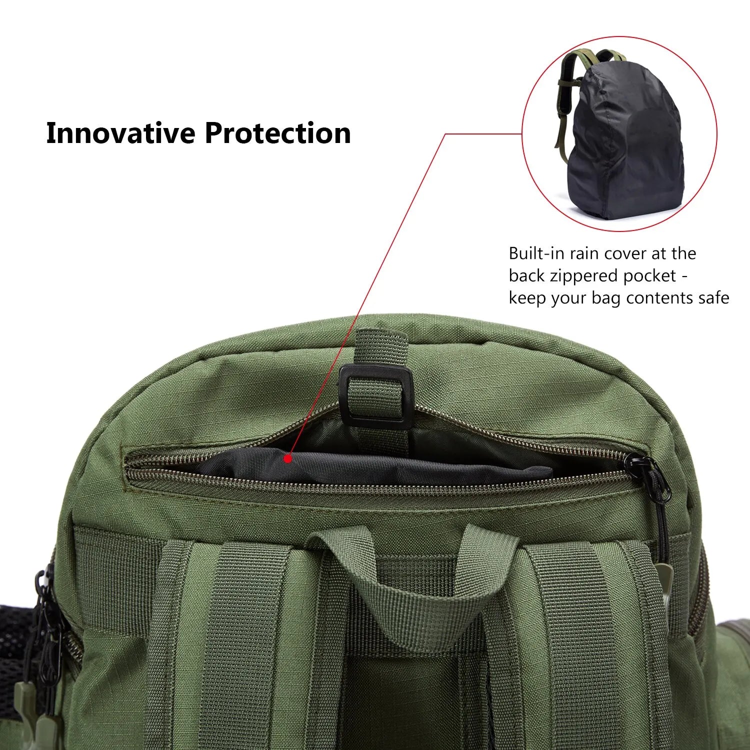 Lightweight Tactical Fishing Tackle Backpack – Multifunctional Tackle Bag with MOLLE, Rod Holders & Rain Cover