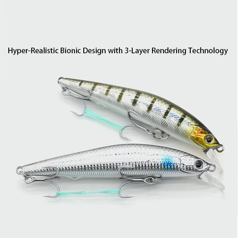 Shallow Diving Minnow Jerkbait - Floating Realistic Bionic Hard Bait for Bass, Trout & Walleye