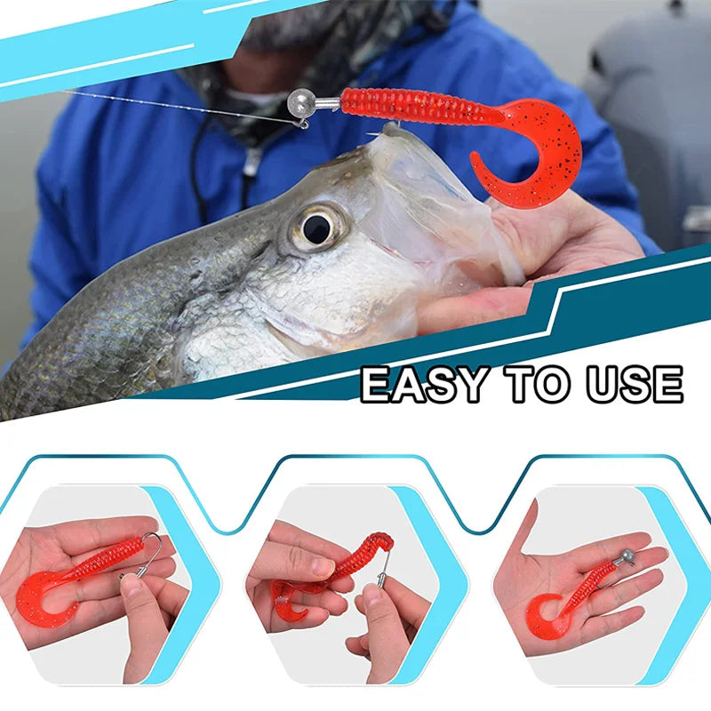 50pcs/set Crappie Jig Heads Fishing Hooks 1g 2g 3.5g Crank Jig Head Fishing Hook Lures Bait Soft Worm Fishhook Accessories For F