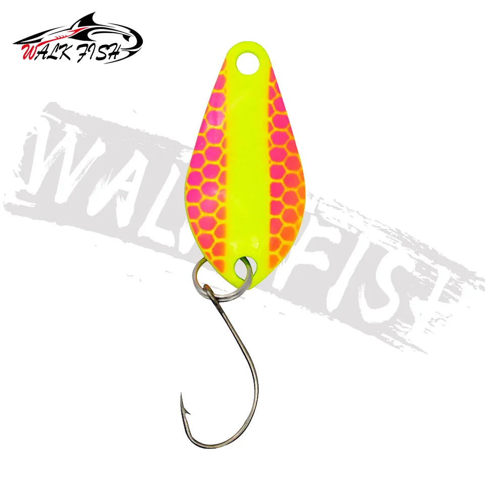 WALK FISH 1PCS 2g/25mm Metal Trout Spoon Bait Fishing Lure Hard Bait Lures With Single Hook Trout Perch Chub Salmon