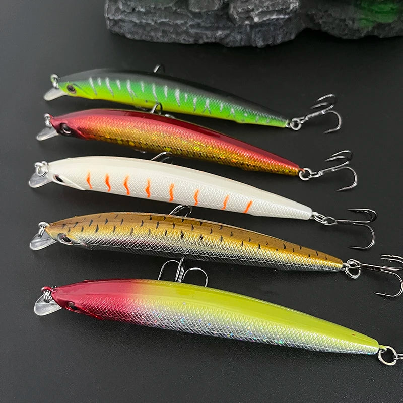 100mm/3.93 inches 10g/.35 oz Long Cast Sinking Minnow Salt Fresh Water Bass Pike Trout Striper Halibut Fishing Tackle