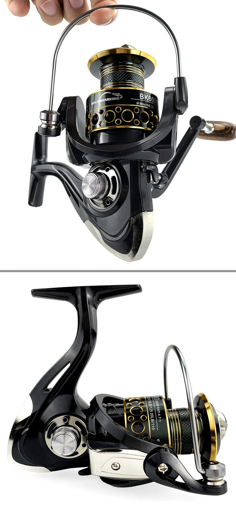 Lightweight Spinning Reel 2000 3000 4000 5000 6000 7000 Coil 5.2:1 Lure Fishing Reels Tackle for Trout, Bass, Striper, Pike, Halibut, Calico