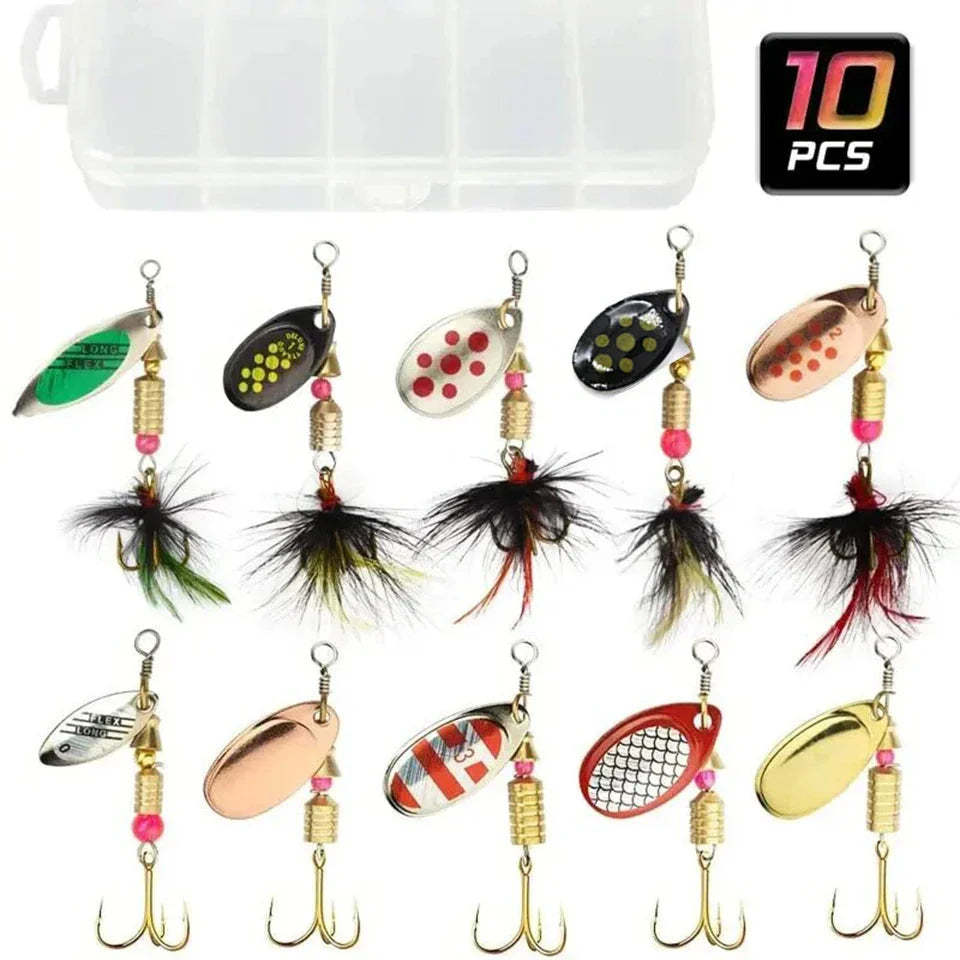 Metal Spinner Lure Set (10pcs) – 2–8g Fishing Spinners for Pike, Bass, Trout