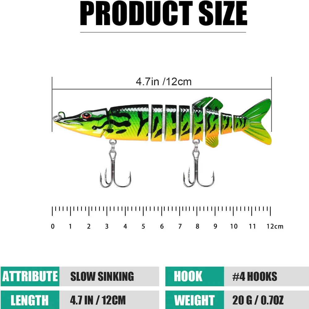ANFS Fishing Lures for Bass, Pike Muskie Multi Jointed Swimbaits Slow Sinking Lures Freshwater/ Saltwater