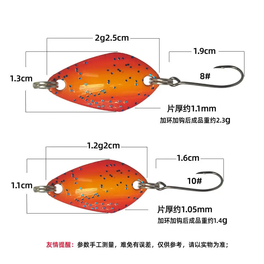 6pcs 1g 2g Fishing Spoons Metal Trout Lures Small Hard Bait Spinner Fishing Spoon with Single Hook