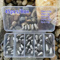 45pcs/set Different weights of fishing sinkers: 3.5G, 5G, 7G, 10G and 14G. With swivels.
