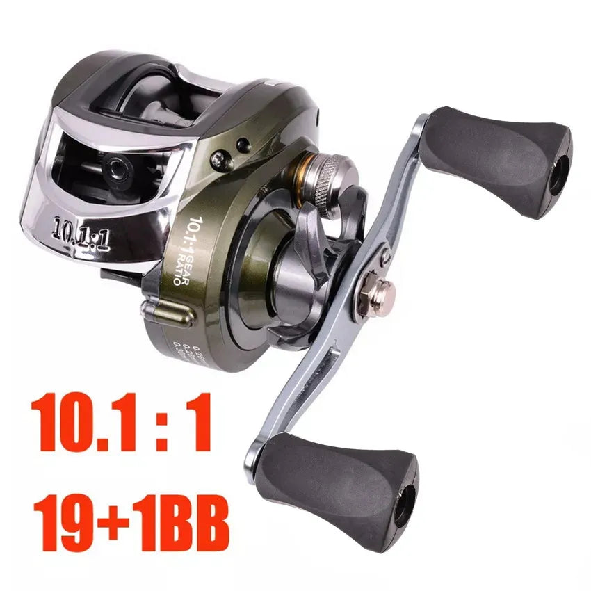 Baitcasting Reel High Speed 10.1:1 Gear Ratio 19+1BB Fresh Saltwater Magnetic Brake System Ultralight Fishing Wheel
