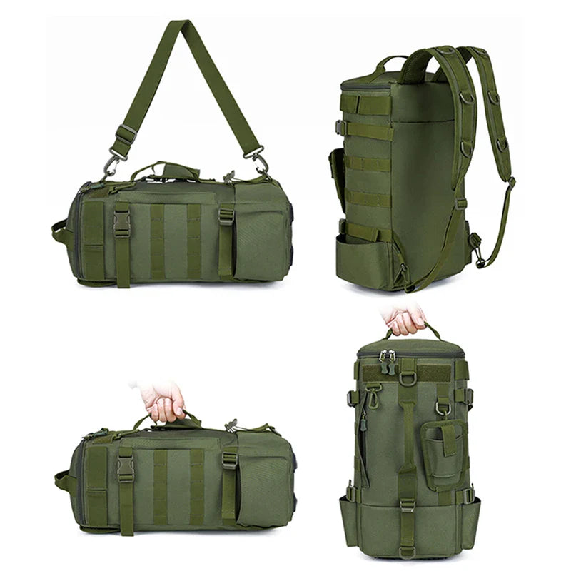 Tactical Fishing Backpack with Rod Holders – Waterproof MOLLE Tackle Bag for Camping, Hiking & Travel