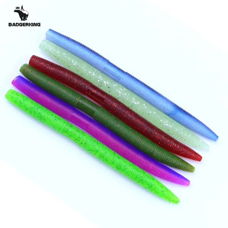 Length 14cm/5 inches Weight 11g/.38 Ounce Stick Bait Fishing Worm For Neko Rig, Wacky Rig, Weightless Rig, Weedless Rig Soft Silicone Gemany Material Tough Soft Plastic