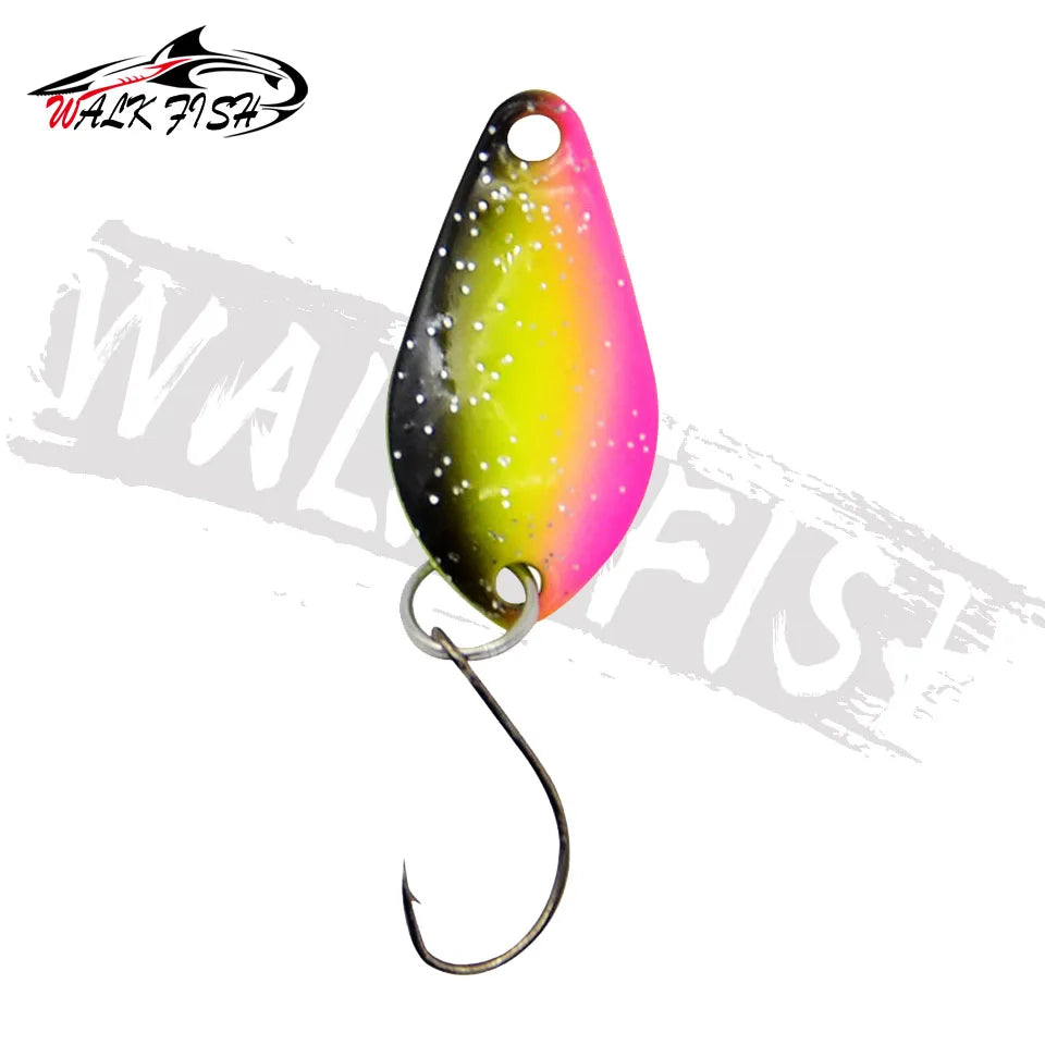 WALK FISH 1PCS 2g/25mm Metal Trout Spoon Bait Fishing Lure Hard Bait Lures With Single Hook Trout Perch Chub Salmon