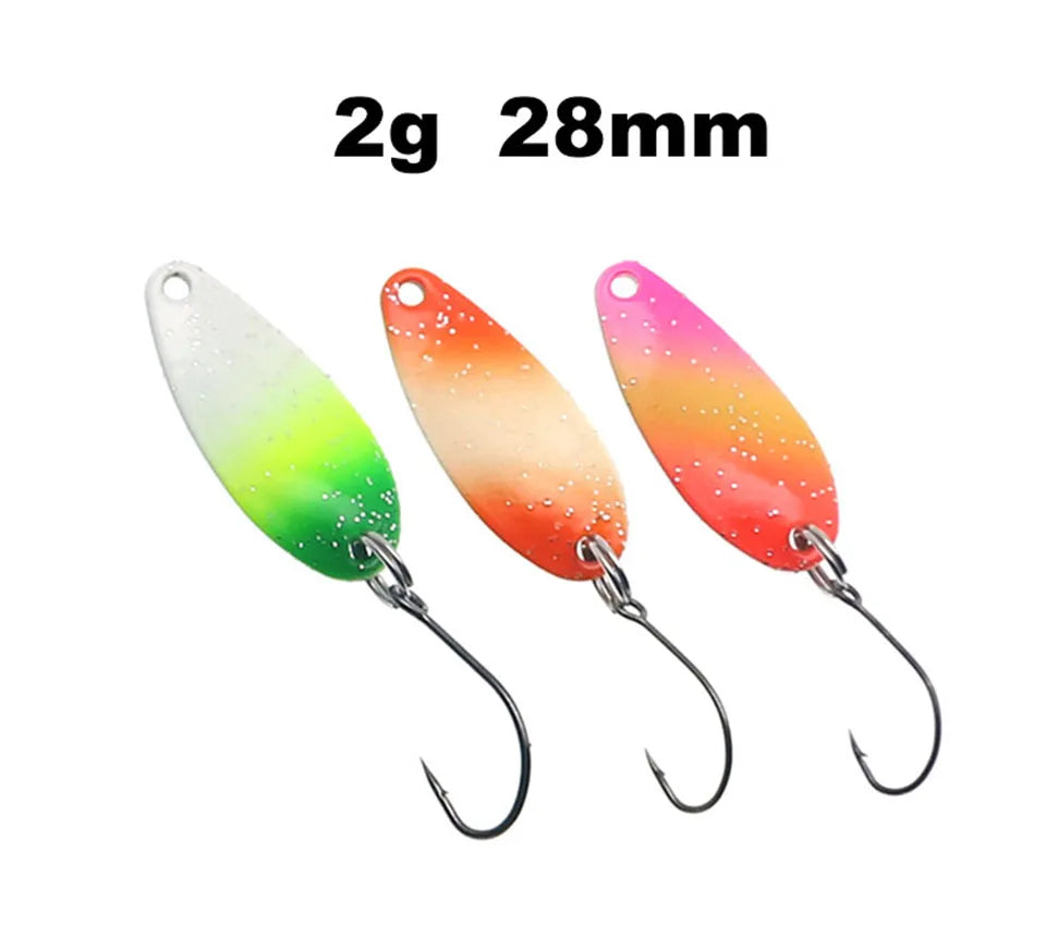 Trout Spoon Bait 3Pcs/Set 2g 28mm Metal Fishing Lure With Single Hook Hard Bait Lures Trout Perch Chub Salmon