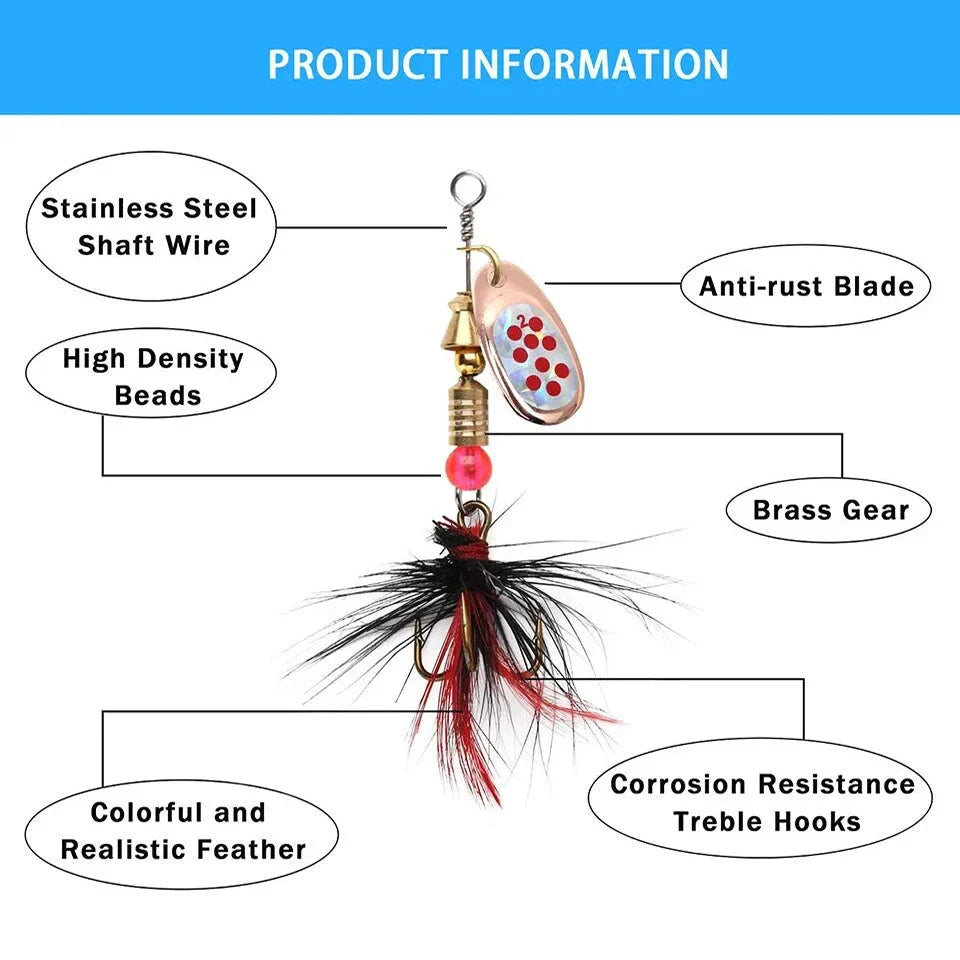 Metal Spinner Lure Set (10pcs) – 2–8g Fishing Spinners for Pike, Bass, Trout