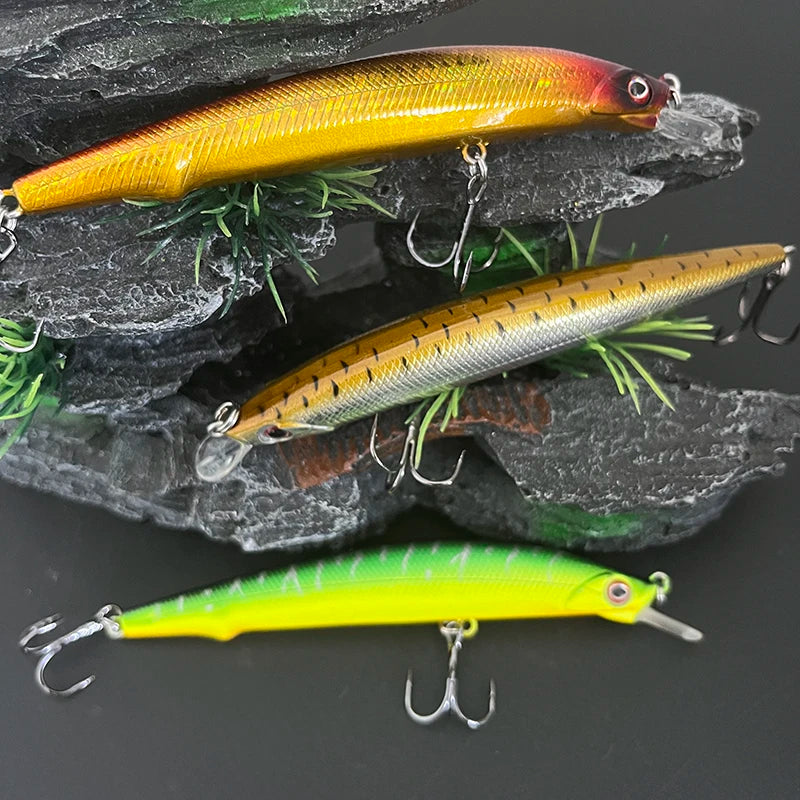 100mm/3.93 inches 10g/.35 oz Long Cast Sinking Minnow Salt Fresh Water Bass Pike Trout Striper Halibut Fishing Tackle