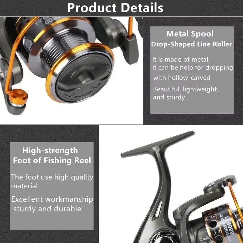 Okuma High Speed 5.2:1 Fishing Spinning Reel Anti-Corrosion Casting Reel Saltwater Freshwater 10KG Front and Rear Drag Reel