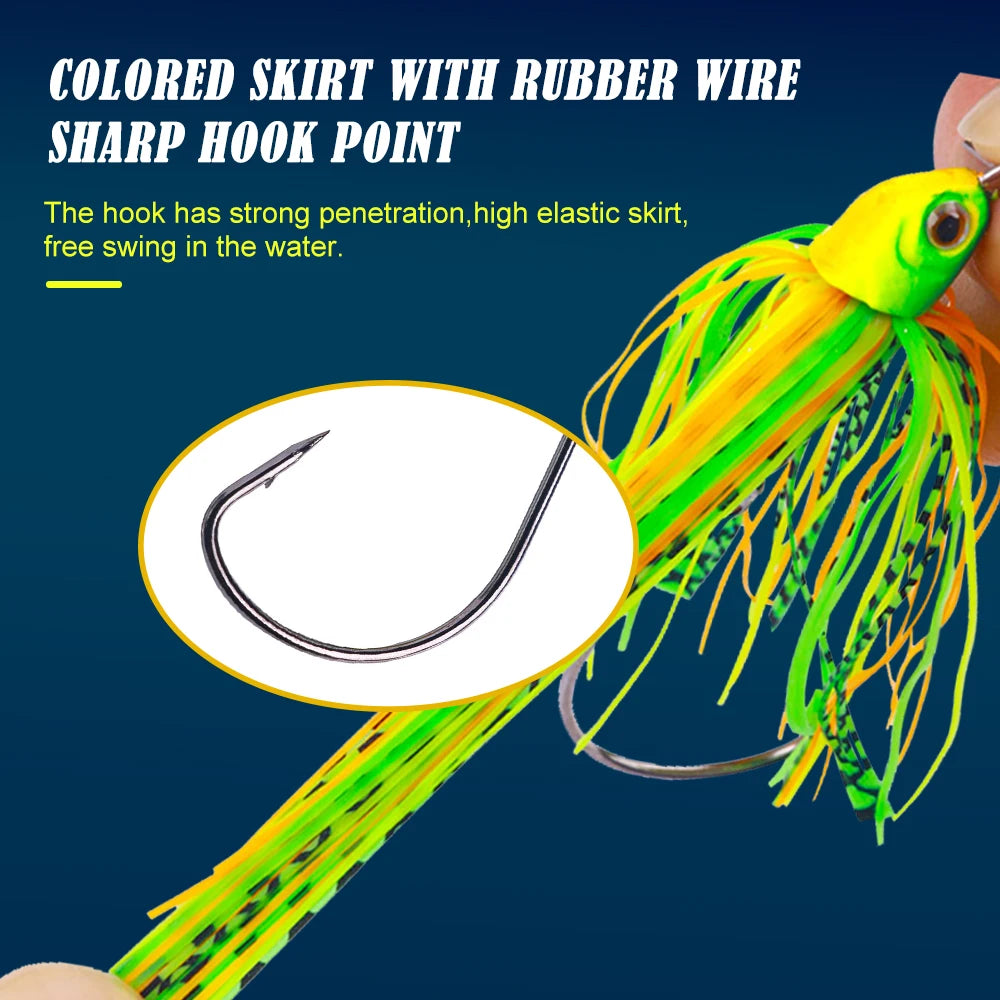 Chatterbait Fishing Lure Long Casting Trolling Bladed Jig Head Rubber Skirt Spinner Bait Artificial Bait for Bass Pike