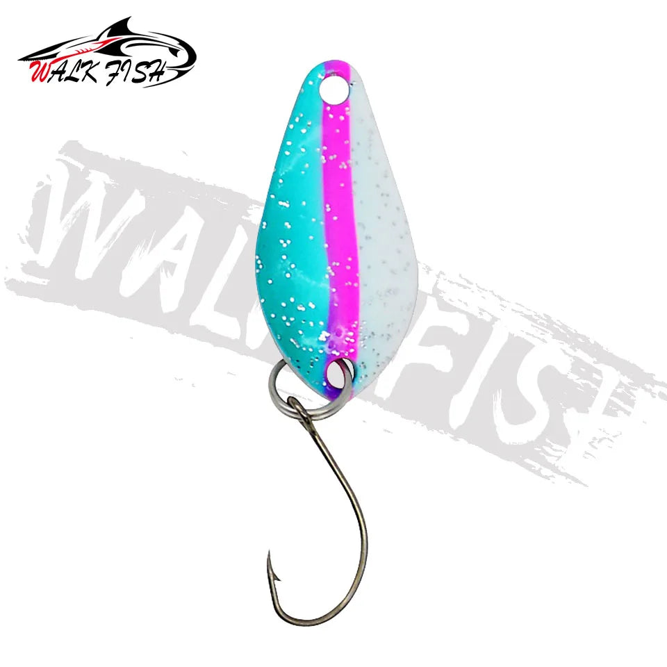WALK FISH 1PCS 2g/25mm Metal Trout Spoon Bait Fishing Lure Hard Bait Lures With Single Hook Trout Perch Chub Salmon