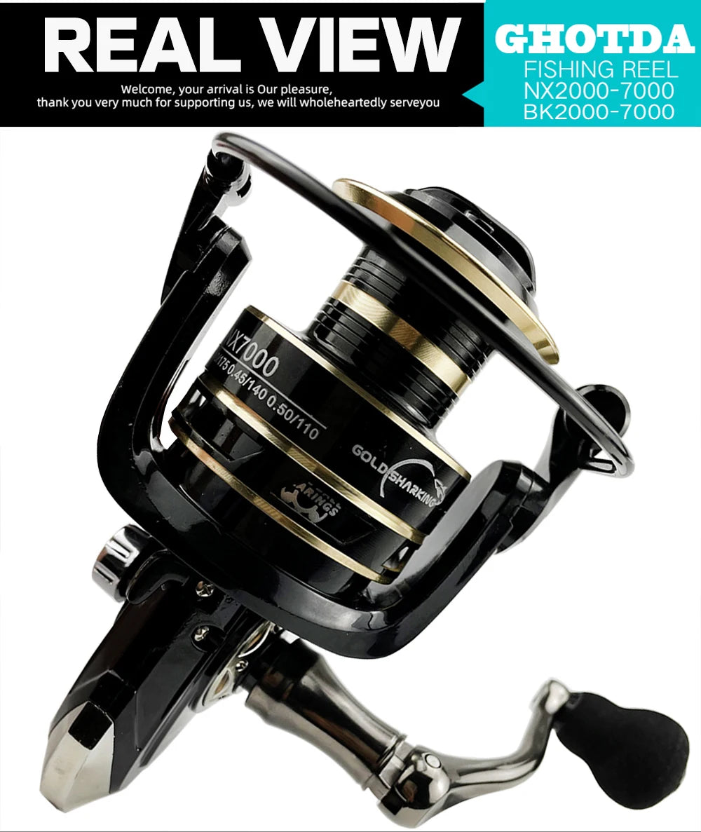 Lightweight Spinning Reel 2000 3000 4000 5000 6000 7000 Coil 5.2:1 Lure Fishing Reels Tackle for Trout, Bass, Striper, Pike, Halibut, Calico