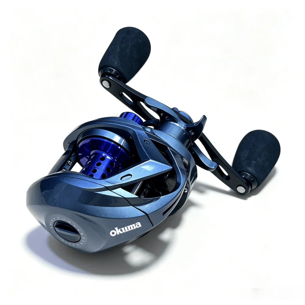 New Okuma Long Cast Baitcasting Reel 7.2:1 Ratio 8KG Drag Power 10 Magnets Anti-Tangle System Brass Gear Fishing Reel