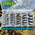 30pcs Fishing Weights Kit 3.5g 5g 7g 10g 14g Deep Sea Fishing Sinkers Weights with Swivel for River Saltwater Freshwater