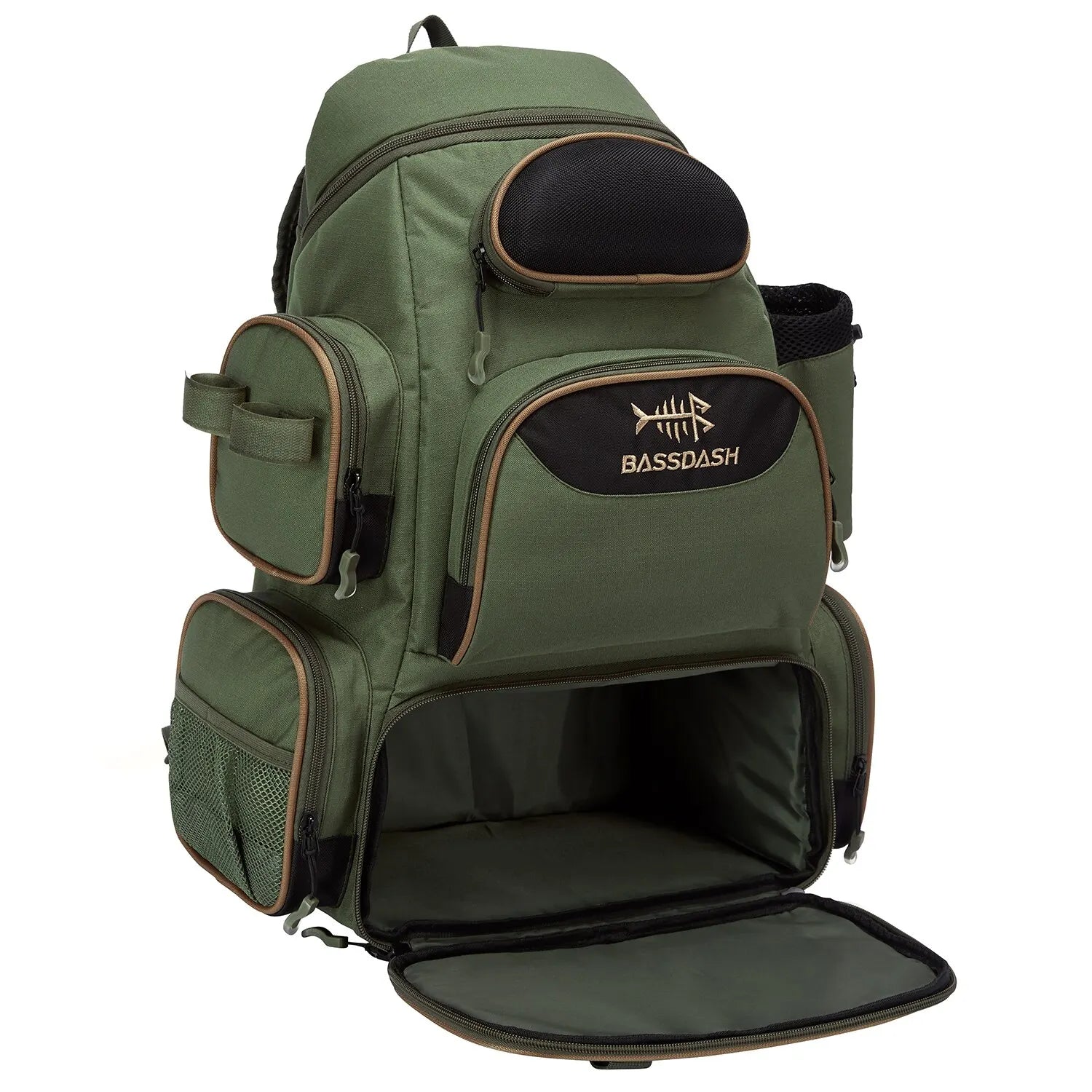 Lightweight Tactical Fishing Tackle Backpack – Multifunctional Tackle Bag with MOLLE, Rod Holders & Rain Cover