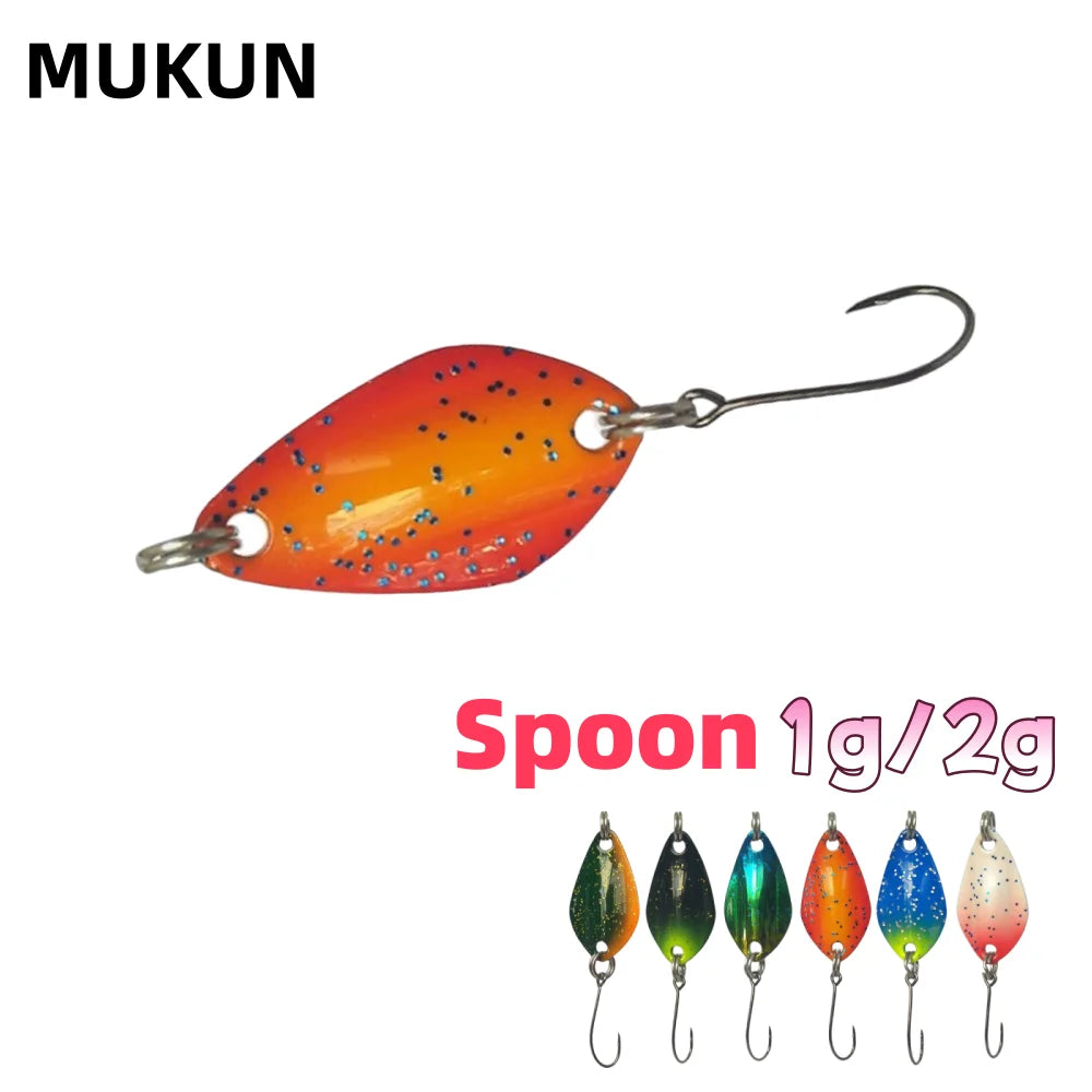 6pcs 1g 2g Fishing Spoons Metal Trout Lures Small Hard Bait Spinner Fishing Spoon with Single Hook