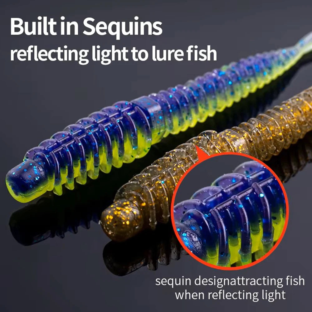 FishTrip 10pcs Soft Plastic Fishing Lures Worms Bait TPE Swimbaits for Ned Rig Hook Saltwater Fishing Tackle Trout Wobblers Carp