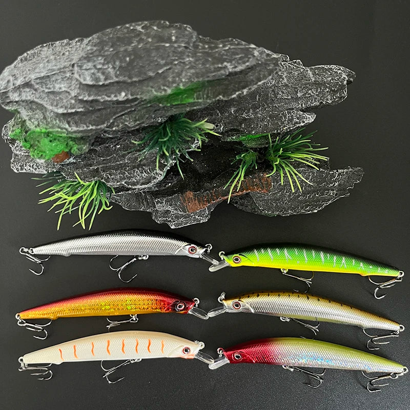 100mm/3.93 inches 10g/.35 oz Long Cast Sinking Minnow Salt Fresh Water Bass Pike Trout Striper Halibut Fishing Tackle