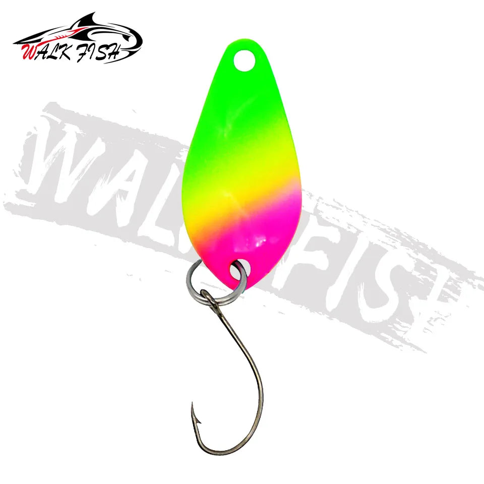 WALK FISH 1PCS 2g/25mm Metal Trout Spoon Bait Fishing Lure Hard Bait Lures With Single Hook Trout Perch Chub Salmon