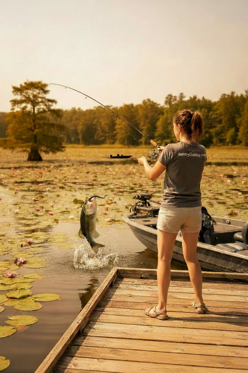 Curl Tail 6" – Bass Striking Worm at Mouth