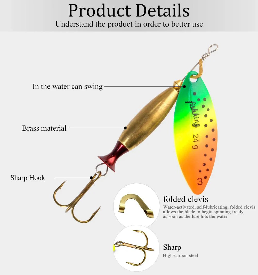 FISH KING Metal Spinner Lure | Long Cast Bait for Bass, Trout